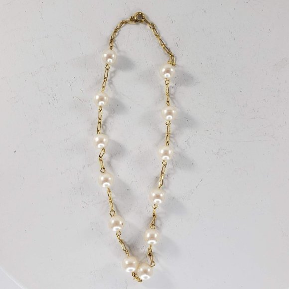 Unmarked Other - Kids Faux Pearl Gold Toned Chain Necklace Costume Jewelry